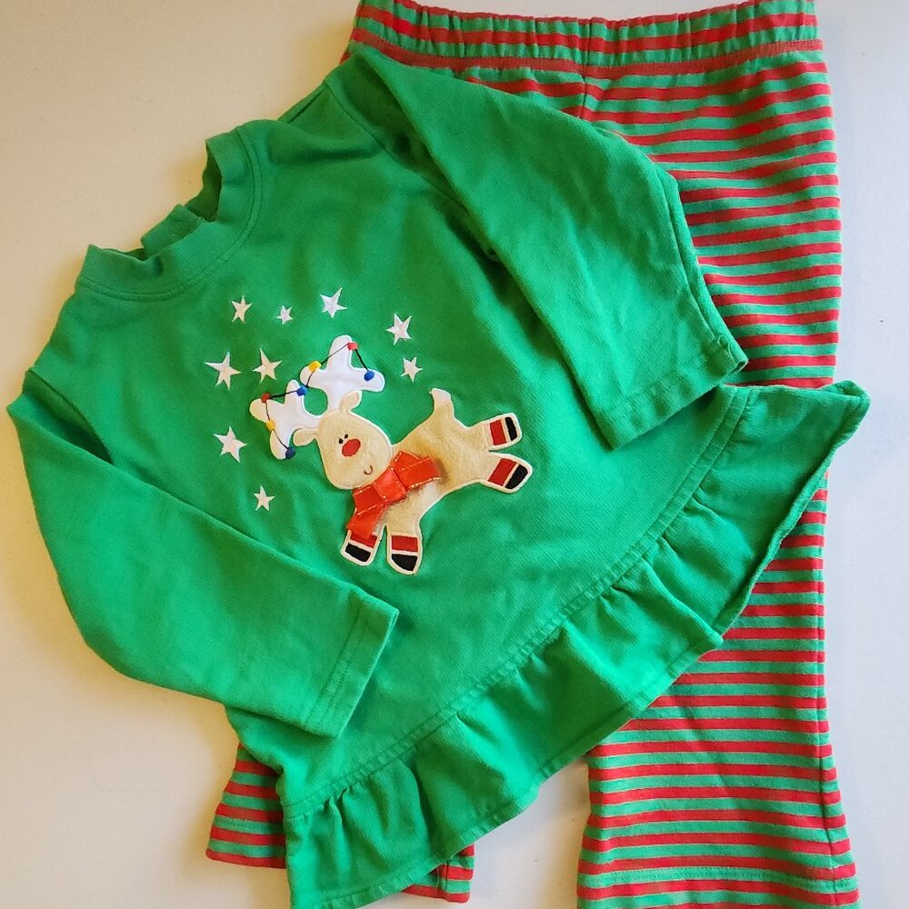 Vintage Starting Out Girl's 2 Piece Set/Outfit Reindeer Christmas/Holiday 24 M